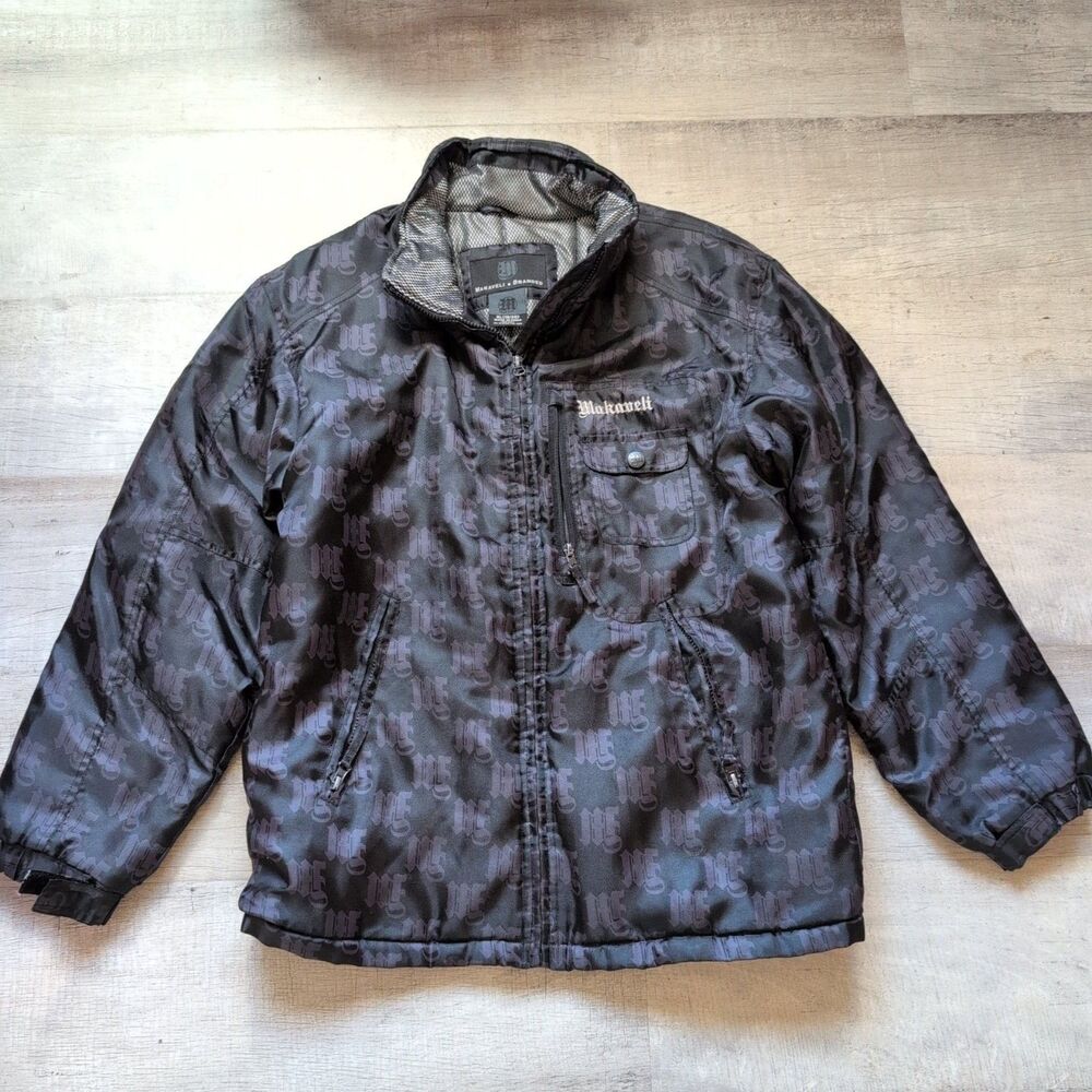 Rare XL Makaveli Coat 2Pac Shakur Jacket Black Monogram Winter Hooded Tupac